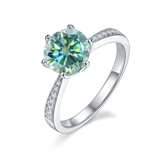 Green Moissanite1Carat Dynamic Ring Set GRA Certificate of Light Luxury Fashion s925Silver Gemstone Ring