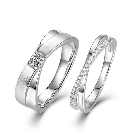 New Fashion Couple Couple Rings Moissanite Ring s925Sterling Silver Inlaid D Color Moissanite Ring Pairs