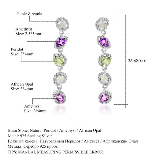Luxurious and High-end Natural Gemstone Earrings with a Sense of Design Prosperous Series s925Silver Inlaid Gemstone Earrings