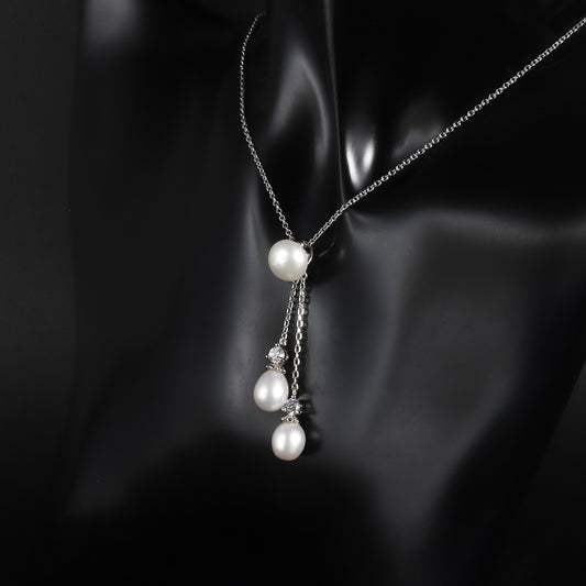 S925Silver Natural Freshwater Pearl Necklace Affordable luxury fashion ins Unique and Elegant Collarbone Chain Sterling Silver Necklace Jewelry