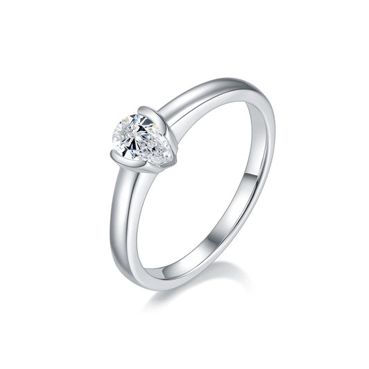 Minimalist Versatile Water Drop Pear-Shaped Moissanite Ring S925Sterling Silver Inlaid0.5Carat Moissanite Ring