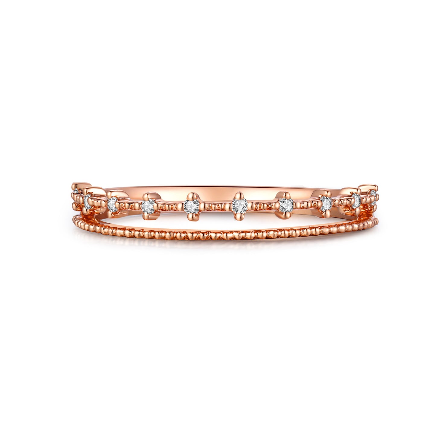 Niche design18k Gold Inlaid Cultivated Diamond Ring Rose Gold Diamond k Gold Ring Diamond Ring ins Wind Female