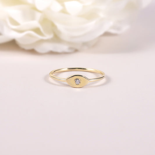 Unique Personality Eye Shape Ring s925Sterling Silver Moissanite Gold Dawn Series Crushed Diamond Small Ring