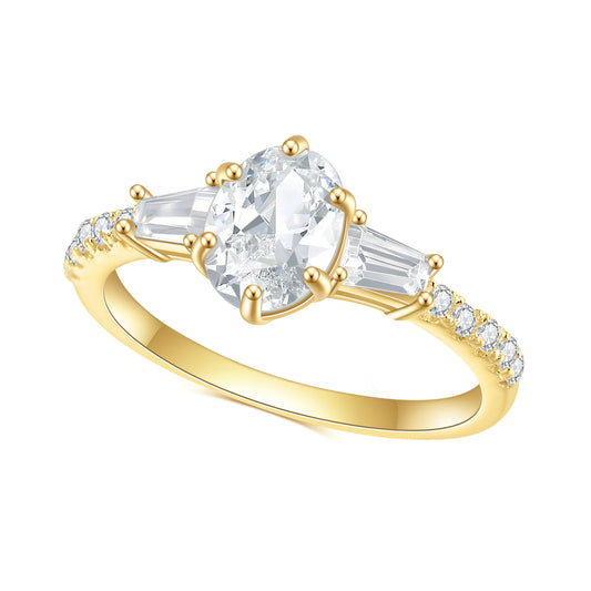 S925Sterling Silver Inlaid Gemstone5A Zircon Ring Fashion Classic Personality Elegant Light Luxury Plated14k Gold Ring