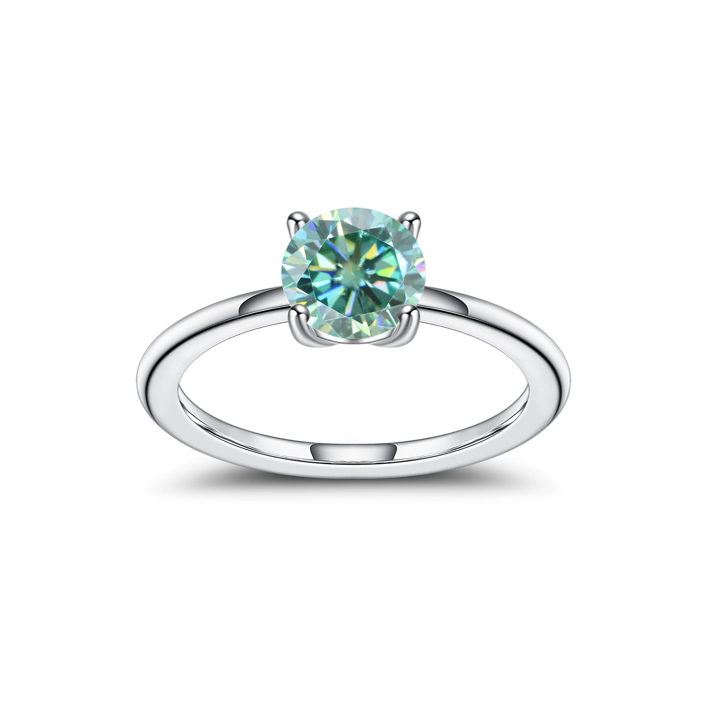 Green Moissanite0.54-Claw Inlaid Ring Set GRA Certificate of Light Luxury s925sterling silver gemstone ring