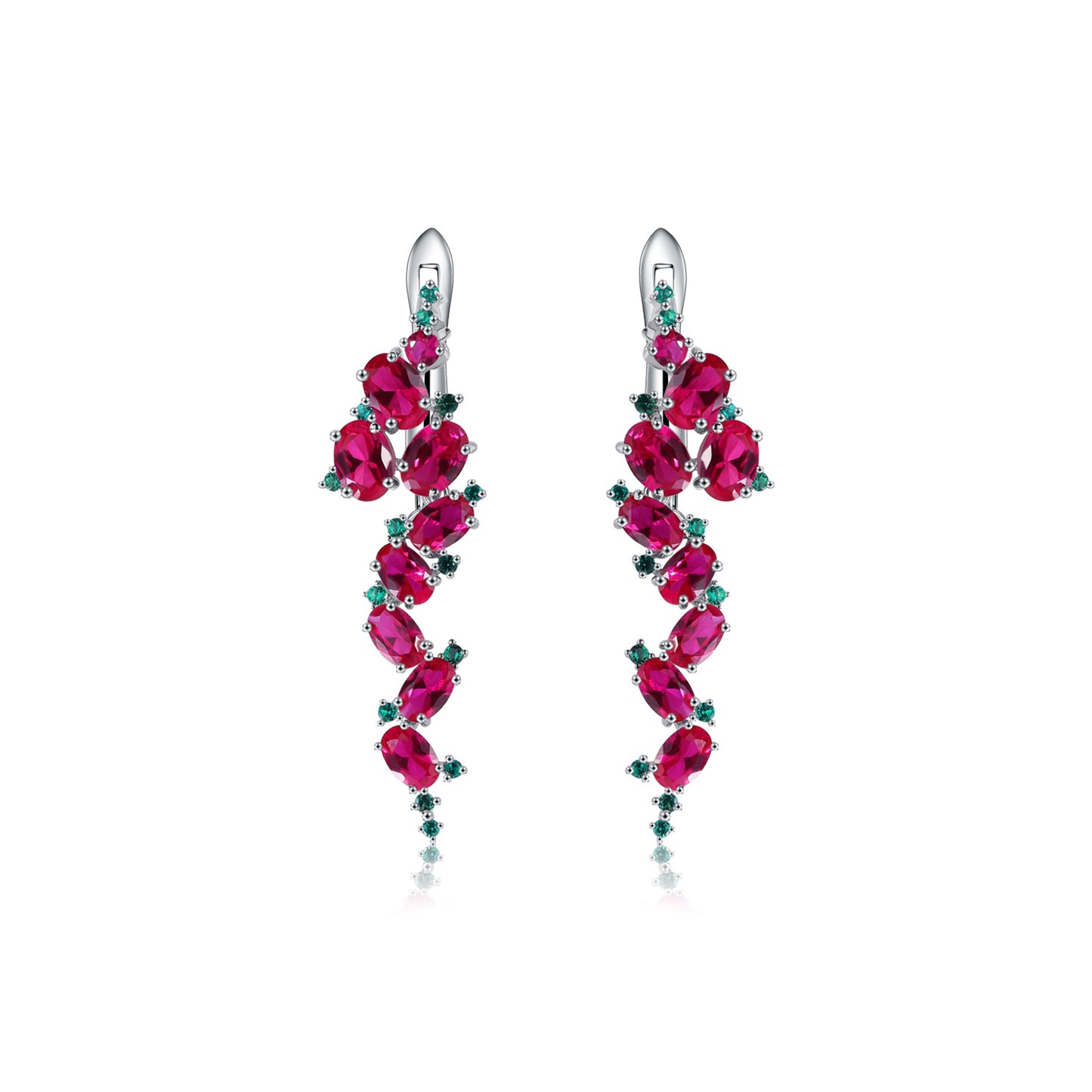 Original Design Italian Craft Luxury Pendant High-end Feel s925Sterling Silver Cultivated Ruby Necklace and Earring Set