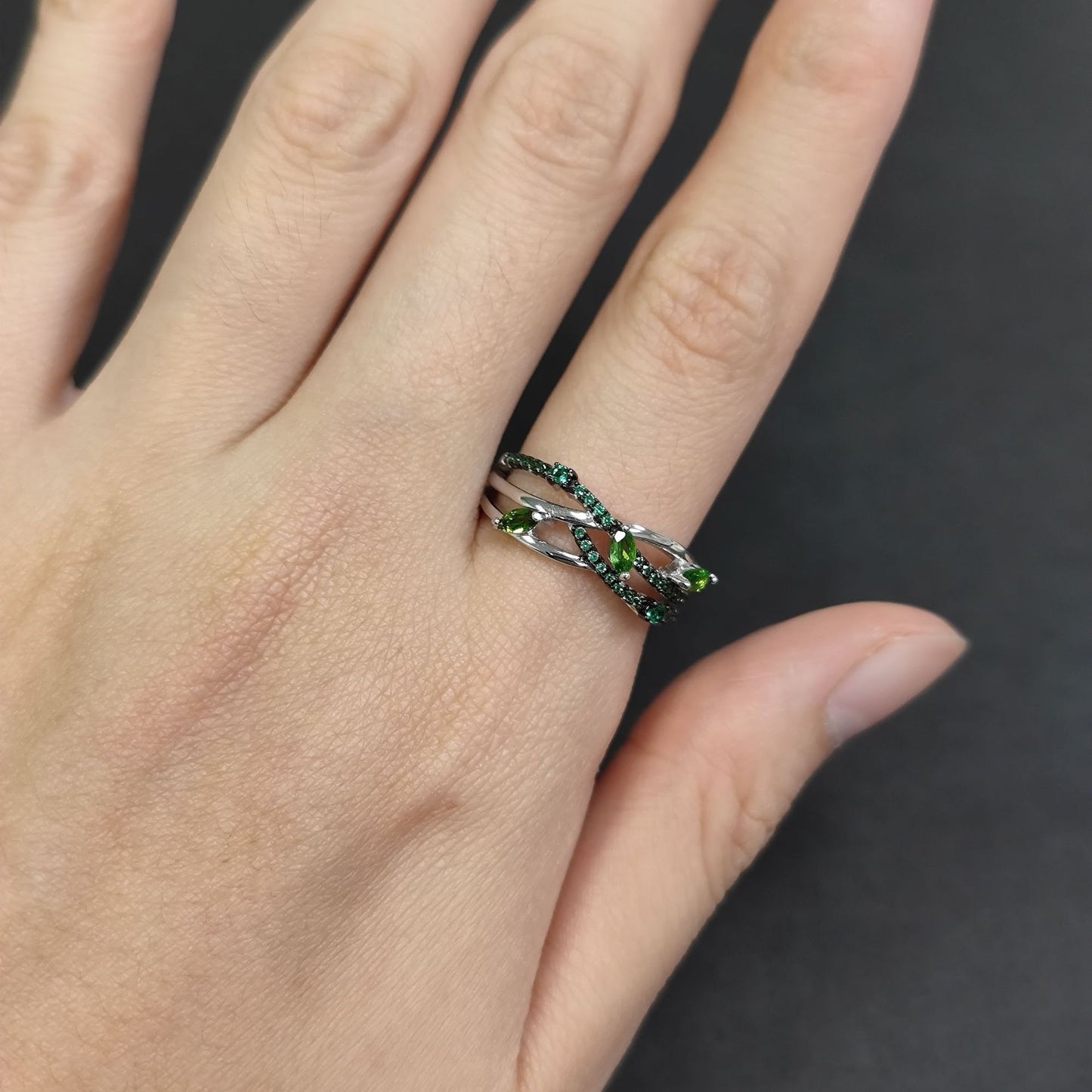Niche Design Cluster Gemstone Ring Natural Topaz Ring s925Silver Garnet Translucent Gemstone Ring