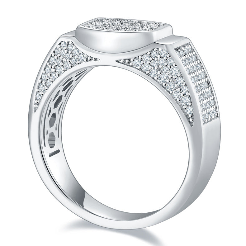Full Diamond Moissanite Ring Starry Sky Men's s925Sterling Silver Ring Fashion Trend Moissanite Ring