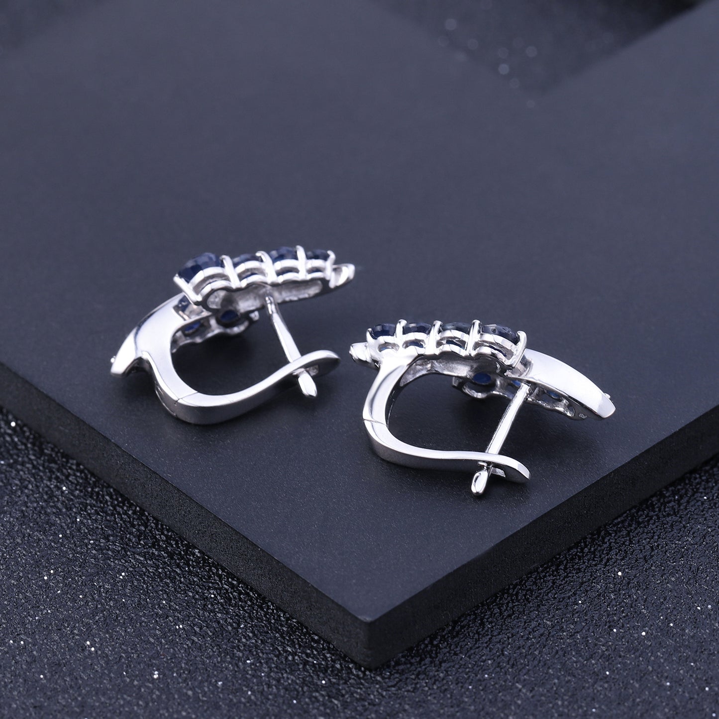Natural Style Pea Clip Earrings Natural Sapphire Stud Earrings Drop Earrings Personality Inlaid Gemstones s925Silver Earrings