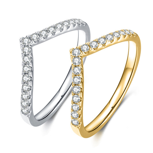 Rose Gold Yellow Gold Moissanite Stackable Rings Simple High-end Feel9/10/14/18k White Gold Ring