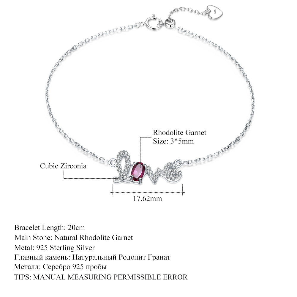 Light Luxury Natural Amethyst Bracelet for Women Style Princess Temperament s925Sterling Silver LOVE Letter bracelet