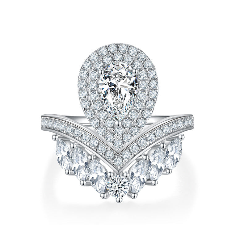 High-end Colorful Moissanite Ring s925Sterling Silver Gold Plated1Carat Moissanite Ring for Women Wholesale