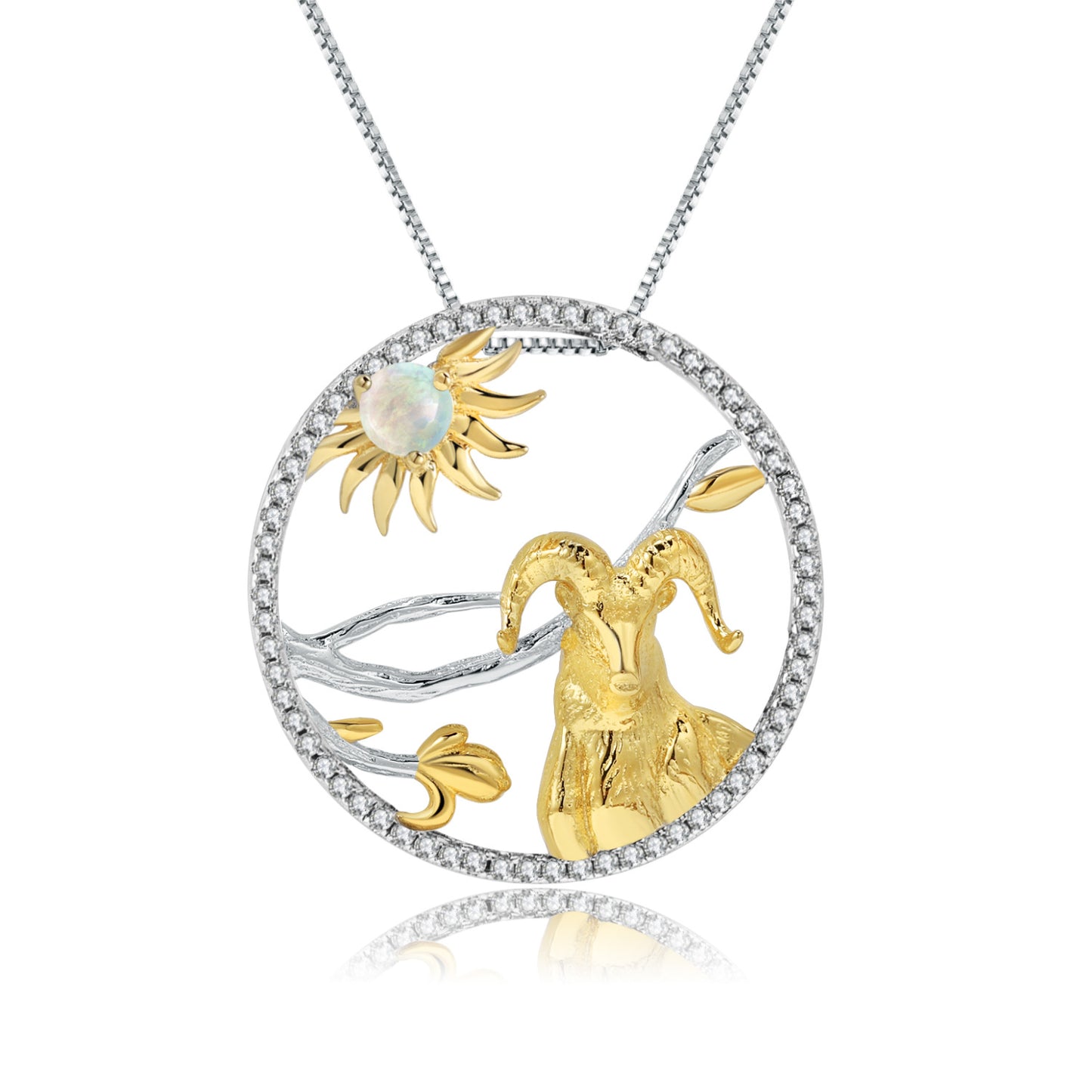 Designer Chinese Style Element Pendant Twelve Zodiac Series Sheep 925Silver Natural Gemstone Necklace Pendant