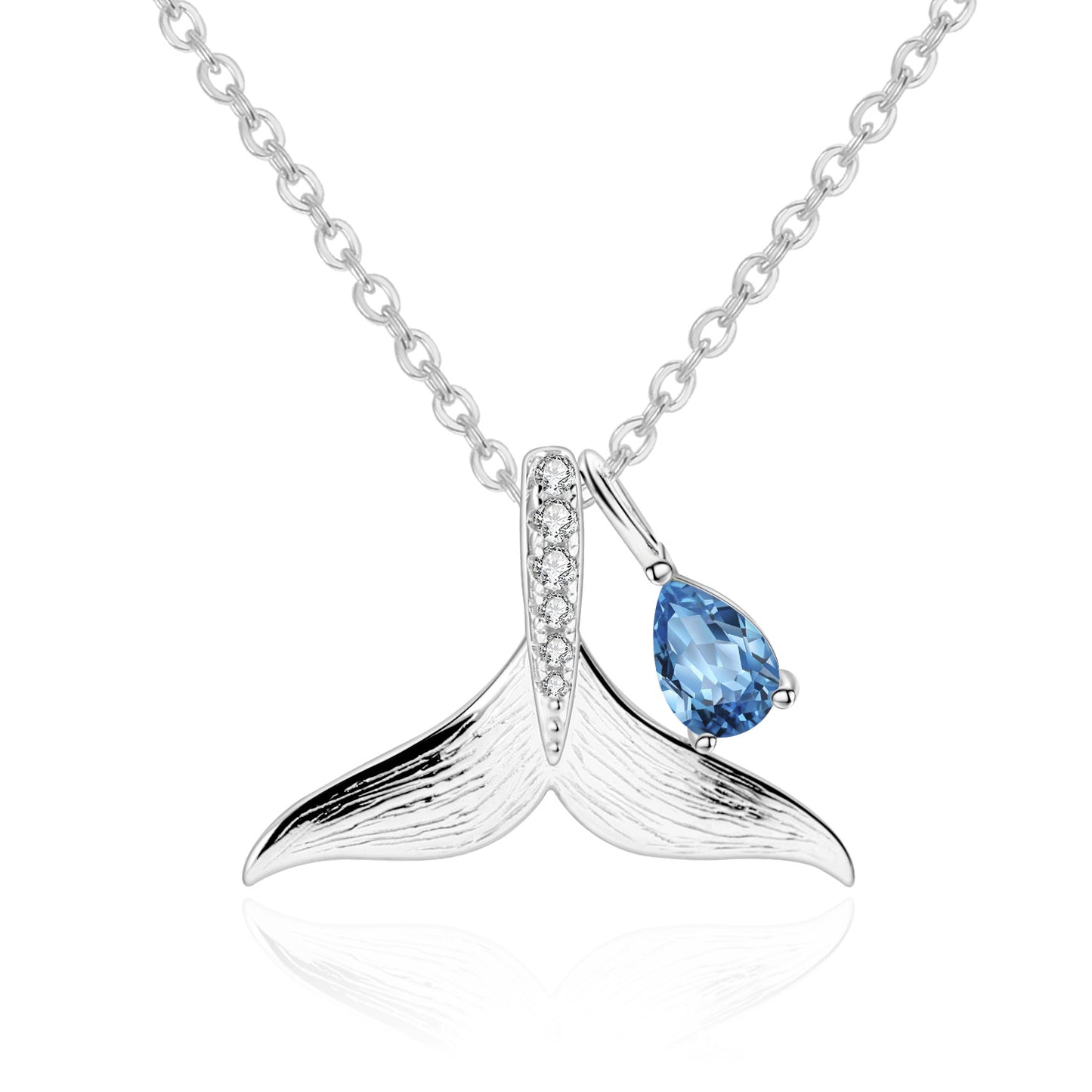 Designer High-Grade Gem Pendant Whale Tail Design s925Sterling Silver Natural Topaz Necklace Pendant