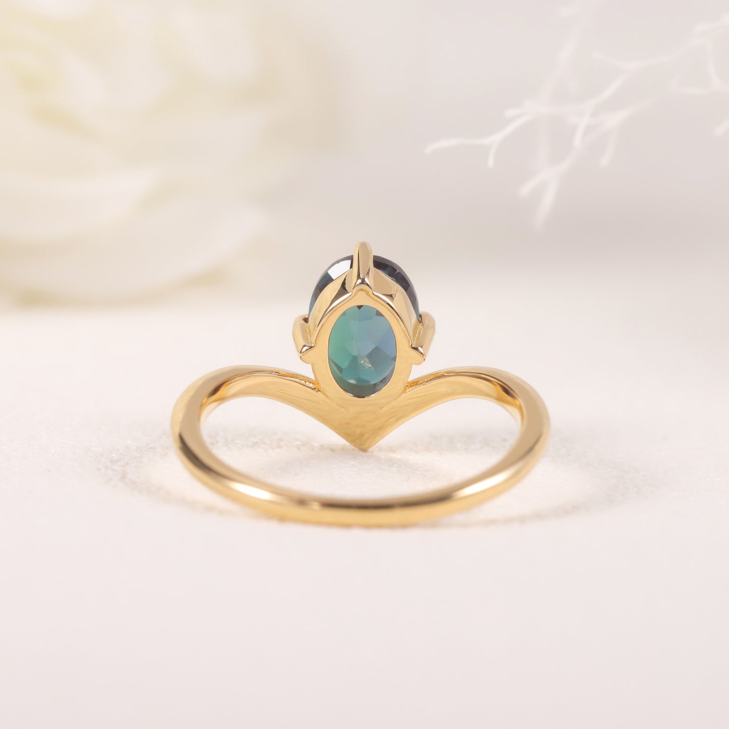 Minimalist and sophisticated feel V Shape Crown s925Silver Ring Synthetic Alexandrite Ring Layered Gemstone Ring