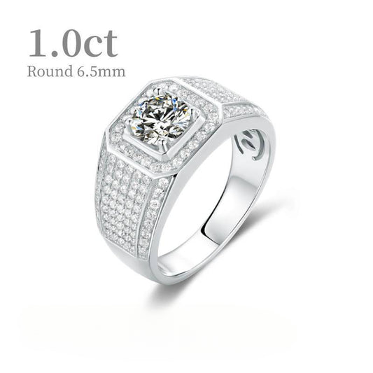 1Carat Moissanite D Luxurious Cluster Men's Ring9/10/14/18k Gold Rose Gold Yellow Gold Ring