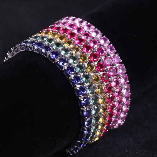 High-Quality Cultivated Gemstone Bracelet for Women3/4mm Tennis Chain s925Sterling Silver Gemstone Bracelet Luxurious
