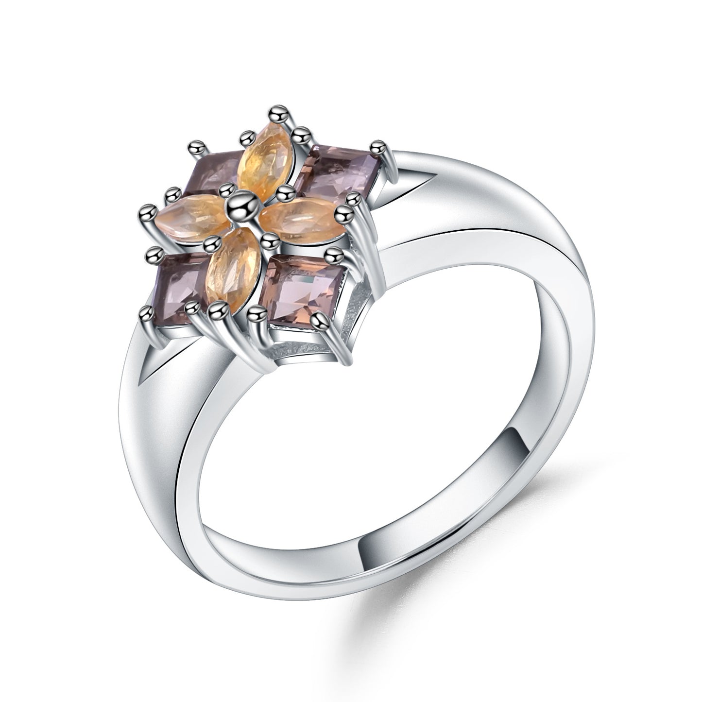 Luxurious Design Natural Gemstone Ring for Women Fashion Temperament s925Sterling Silver Inlaid Natural Gemstone Ring