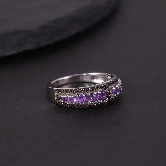 Hot Selling Natural Topaz Ring s925Sterling Silver Inlaid Crystal Garnet Ring2024New