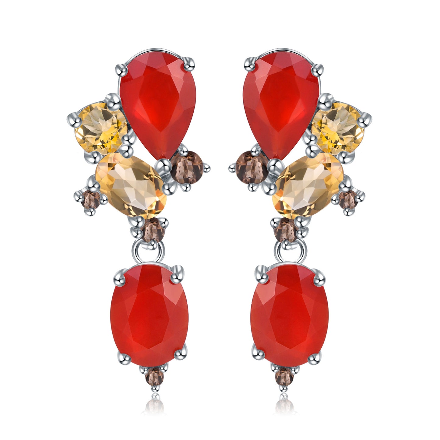 Luxurious Designer Gemstone Earrings Elegant Banquet Matching s925Silver Natural Topaz Earrings Drop Earrings