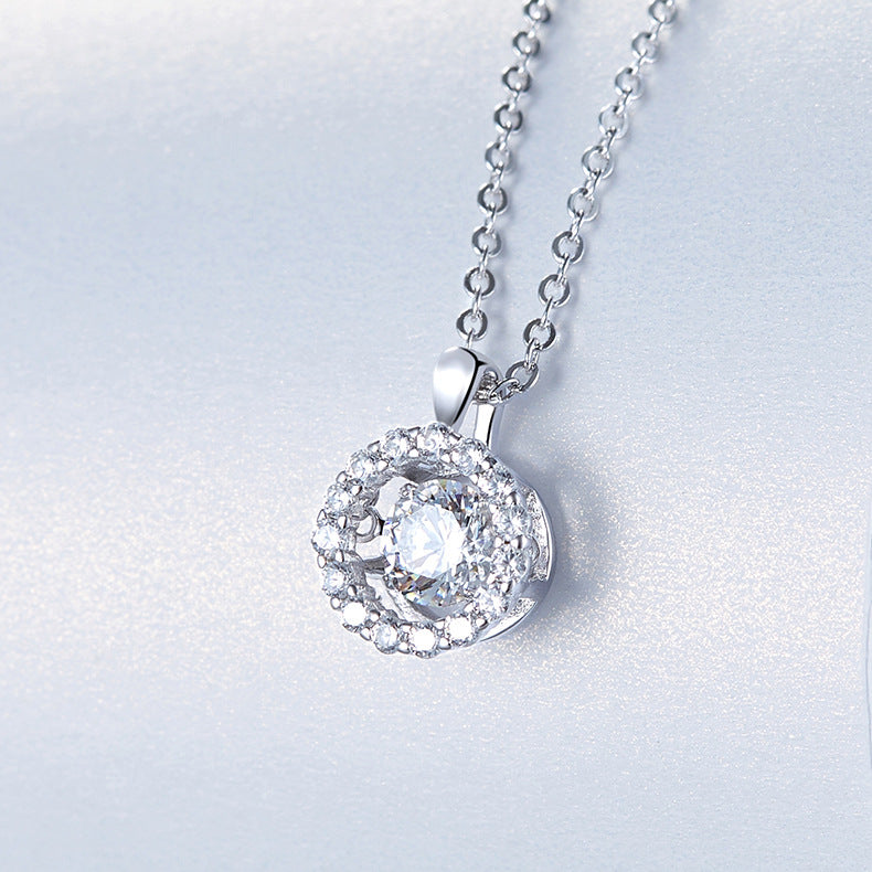 Dynamic Style Light Luxury Moissanite Pendant Fashionable and Elegant s925Silver Inlay0.5Carat Moissanite Necklace Pendant