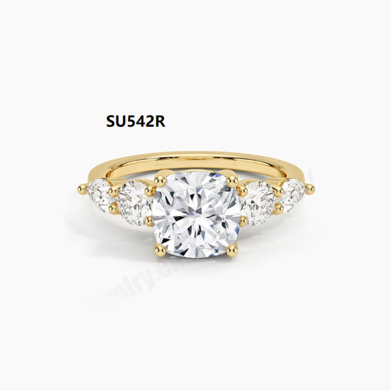 Luxurious Gold Ring18k Gold Inlaid with Moissanite1Carat Wedding Ring with a Sense of Sophistication9/10/14k Gold Ring Setting Blank