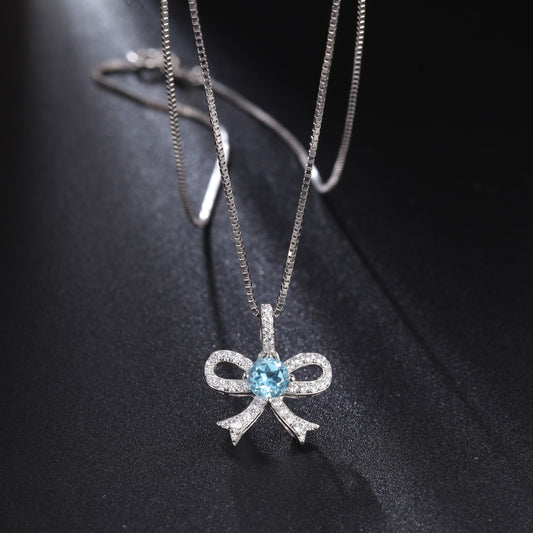 Design Light Luxury Jewelry Topaz Gemstone Pendant French Romance925Silver Inlaid Natural Gemstone Necklace Pendant