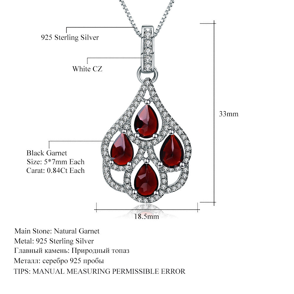 Natural Garnet Necklace Fashionable and Elegant High-end Feel s925Silver Inlaid Gemstone Natural Colored Gems Necklace Pendant